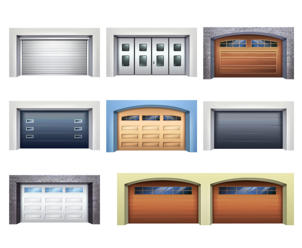 a variety of decorative garage doors